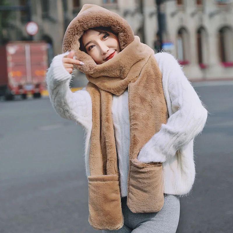 

Новый комплект из шапки и трех предметов в виде медведя, осенне-зимние шапки, шарф, перчатки, цельный зимний комплект для езды на велосипеде, ...