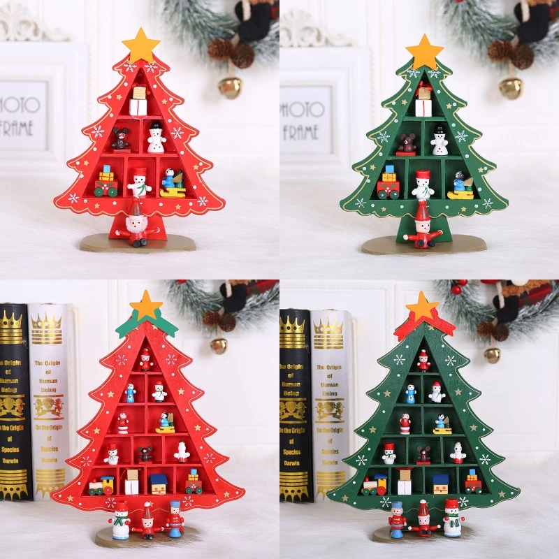 

Christmas Tree Ornament Painted Star Wooden Crafts Xmas New Year Decoration Home Party Supplies