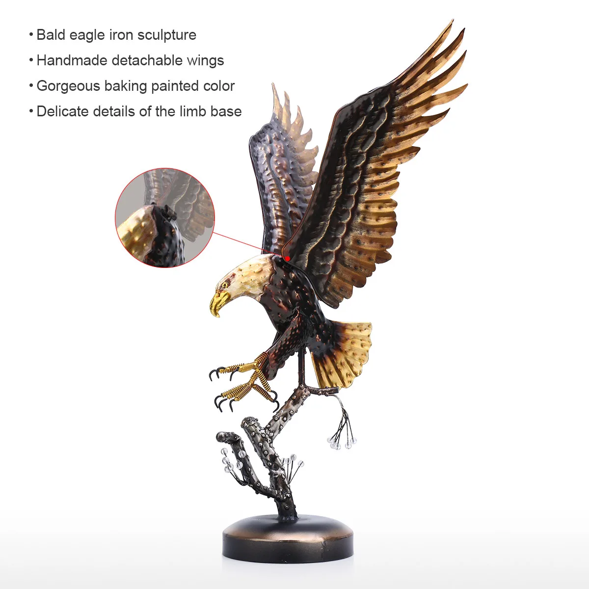 Home Decor Bald Eagle Sculpture Modern Iron Ornament Taste Art Handmade Craft Special Animal Styling Shelf Desk Deco | Дом и сад