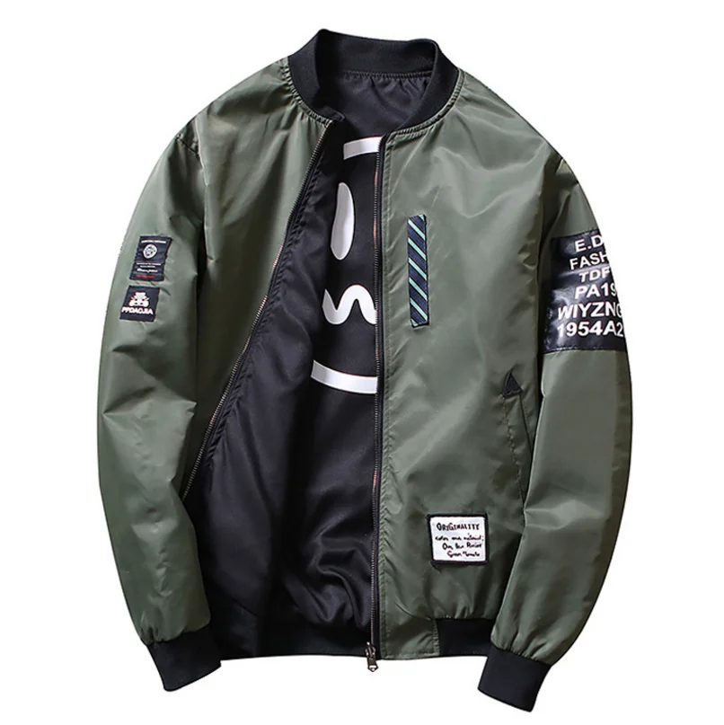Мужская куртка Авиатор с накладками зеленая обоих сторон 2019|Мужские куртки| |