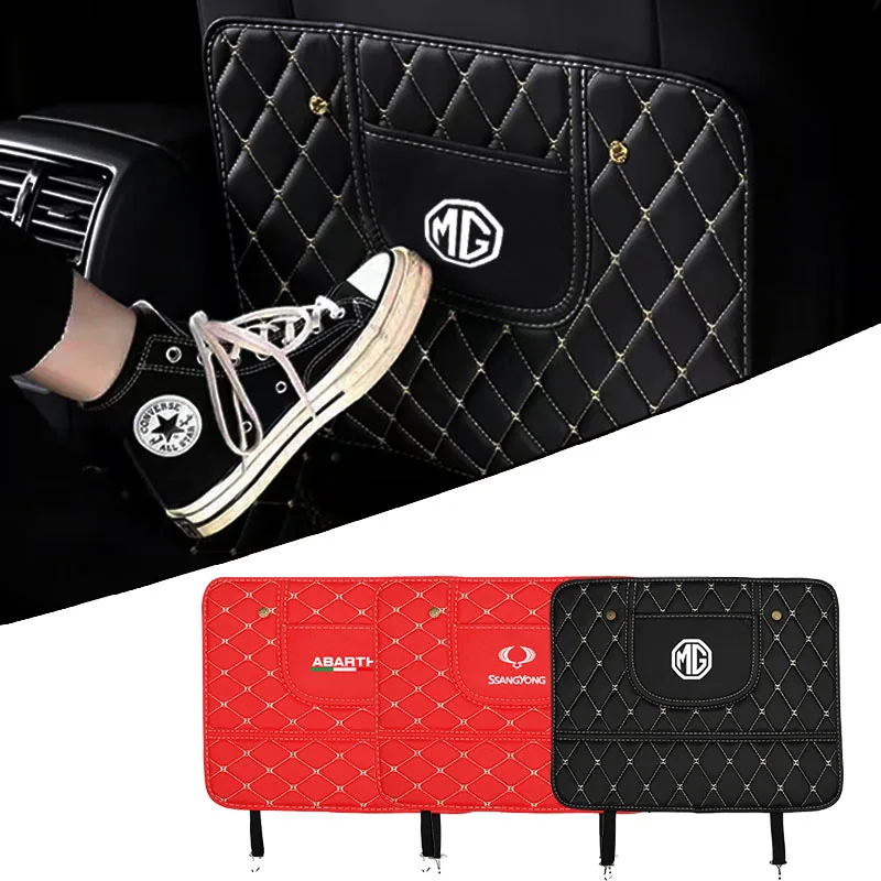 

2pc Car Carbon Fiber Leather Seat Anti-kick Pad for Mitsubishi ASX Lancer Pajero Outlander L200 EVO Lancer EX Carisma Galant