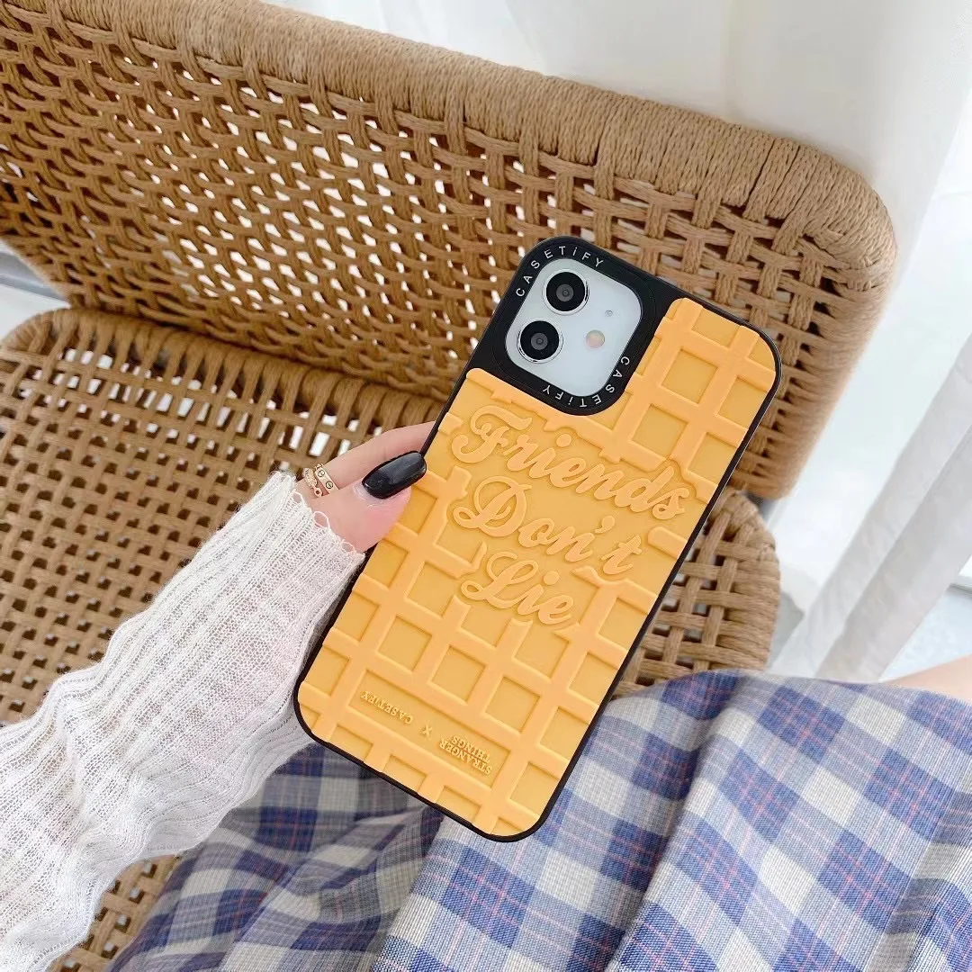 

Fashion Waffle Snack Shockproof Phone Case For iphone 11 12 Pro Max 7 8 plus X XR XS Max SE 2021 Back Cover Relief Silicone Case
