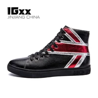 igxx high top shoes metal skateboard lace up pu bling mens sneakers punk ankle boots for men basketball shoes black gold