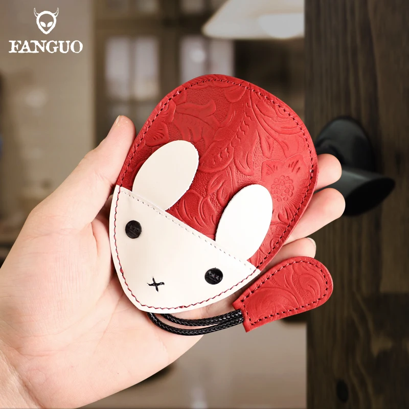 

Ретро-кролик тянуть ключ чехол кожаный бумажник брелок Butler автомобиль Smart Брелок чехол