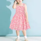 Летнее платье для маленьких девочек в возрасте от года до подсолнечное платье-комбинация платье трапециевидной формы без рукавов с цветочным принтом пляжное платье одежда для детей платье для девочек 2021