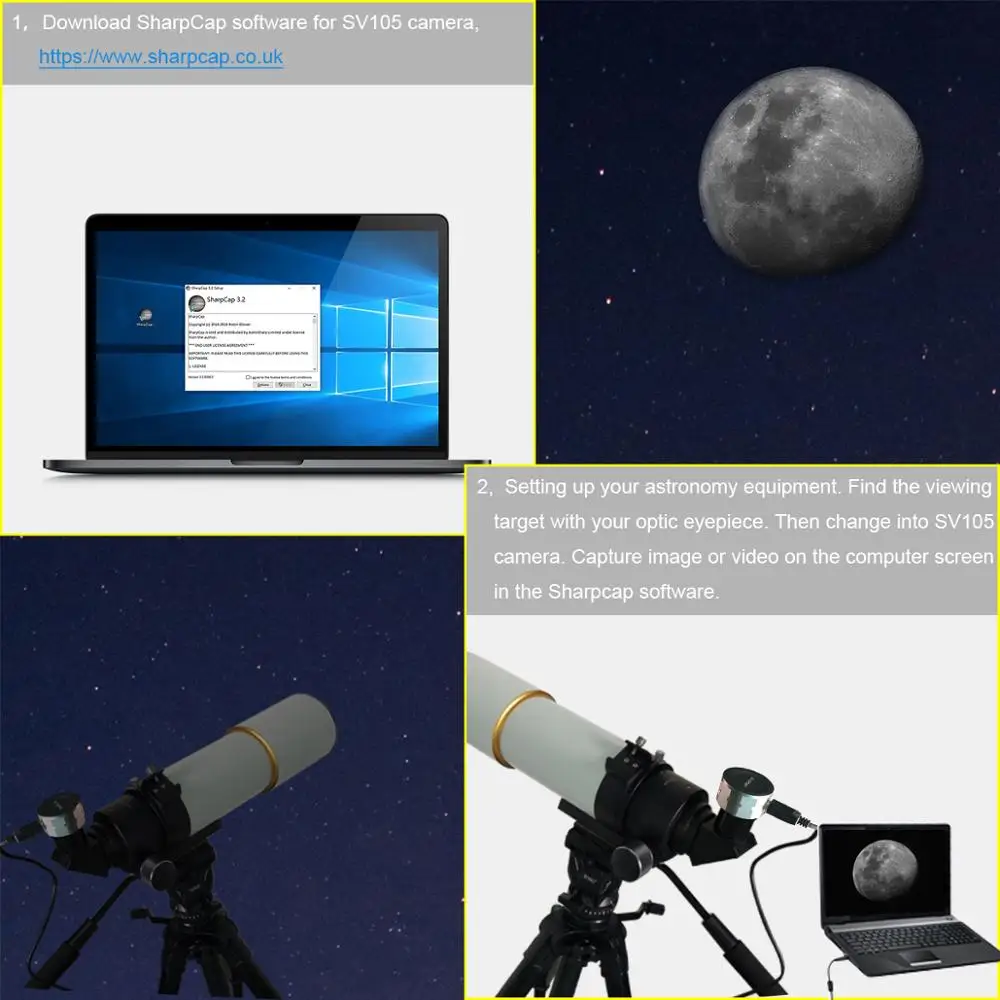 SVBONY SV105 2MP электронный окуляр 1,25 дюймов USB соединение астрономический телескоп для астрономической профессиональной камеры телескоп