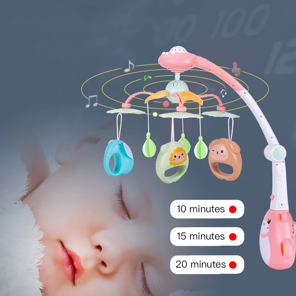 

Baby Crib Mobile with Remote Control Music Box Night Light Rotate Newborn Appease Sleeping Toys Baby Rattle