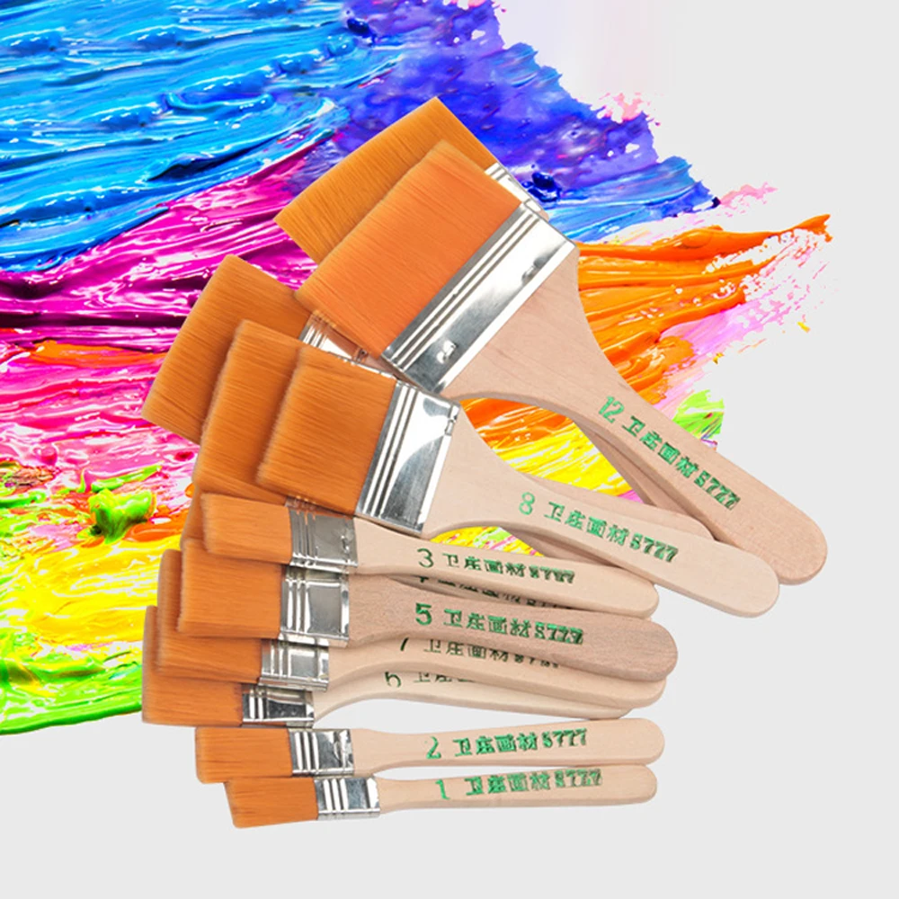 12 шт./компл. плоская нейлоновая деревянная ручка для волос масляная краска кисть