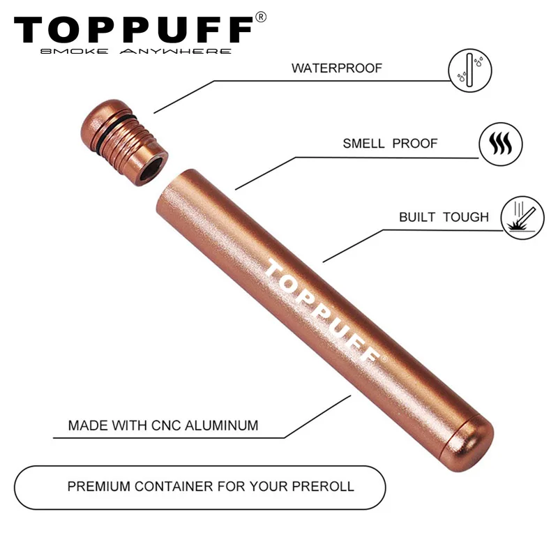TOPPUFF Tobacco Aluminum Doob Tube Stash Jar Container Fashion Long-Term Use Mature Joint Roller Cigarette Herb Rolling Manual | Дом и сад