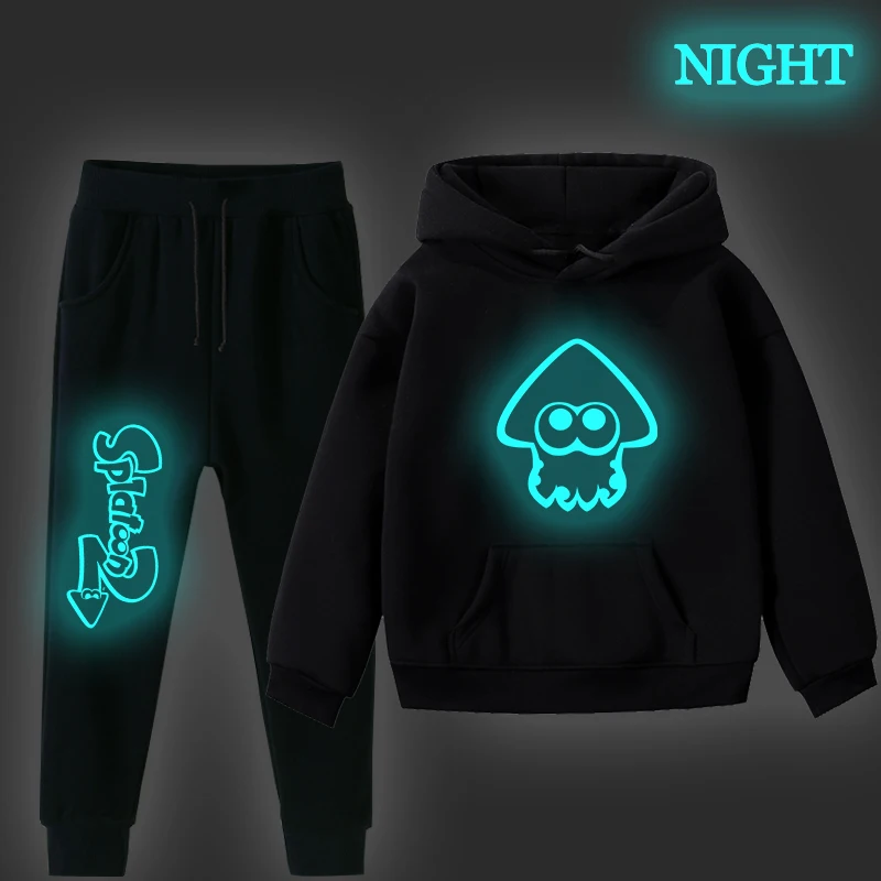 Светящиеся Детские толстовки с капюшоном для мальчиков и девочек комплекты