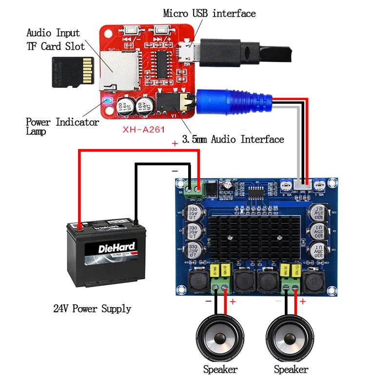Плата аудио декодера Mp3 TF карта плеер USB источник питания входная система