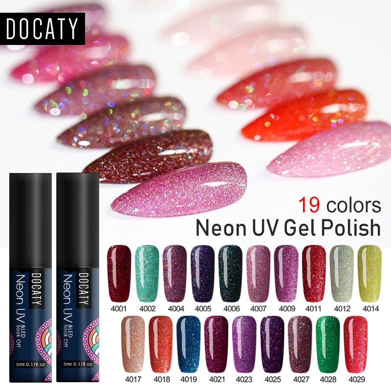 Неоновый УФ гель для ногтей Docaty 5 мл счастливый цветной Гибридный лак дизайна