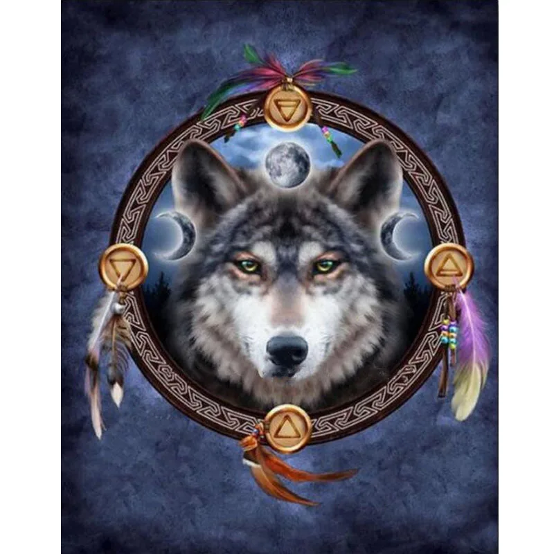 

Новая Алмазная вышивка «Ловец снов» с волком, мозаика, кристальная вышивка крестиком, алмазная креативная картина, рукоделие «сделай сам»