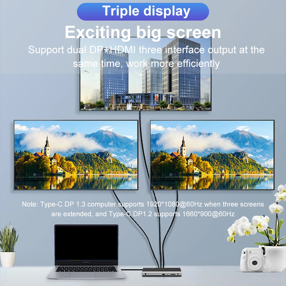 Wavlink USB C док станция MST с тройным дисплеем 4K 60 Гц 2 DP HDMI совместимыми гигабитными