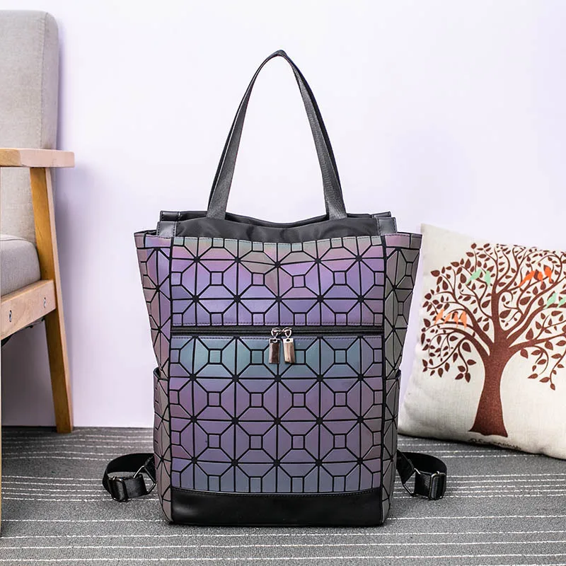 2021 Brand New High Designer Luminous Geometric Luxury School Backpack Stylish Bookbag for Women Night Light Travel | Багаж и сумки