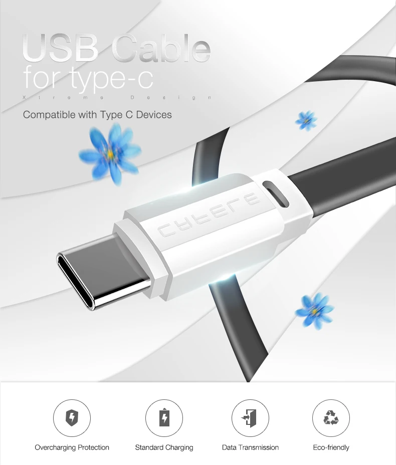 Cafele usb type-C кабель для Xiaomi 8 плоский кабель type-C для huawei P20 быстрая передача данных зарядное устройство type C для Xiaomi 8 SE