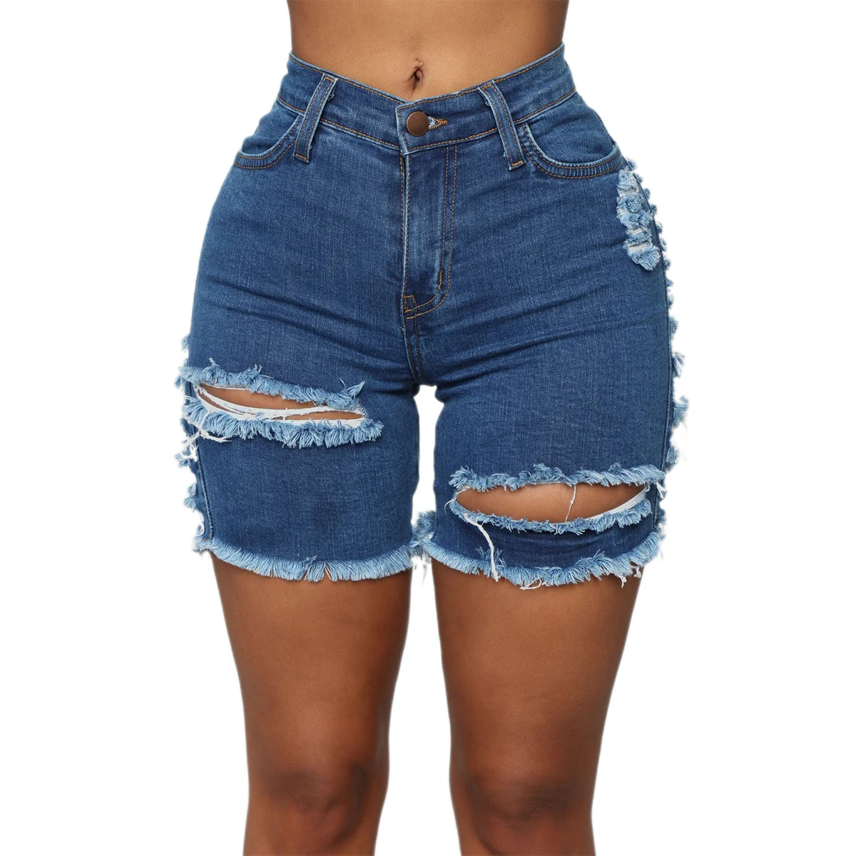 

Women Casual Denim Shorts Fashion Stretchy Shredded Ripped plus Size High Waist Short Pants