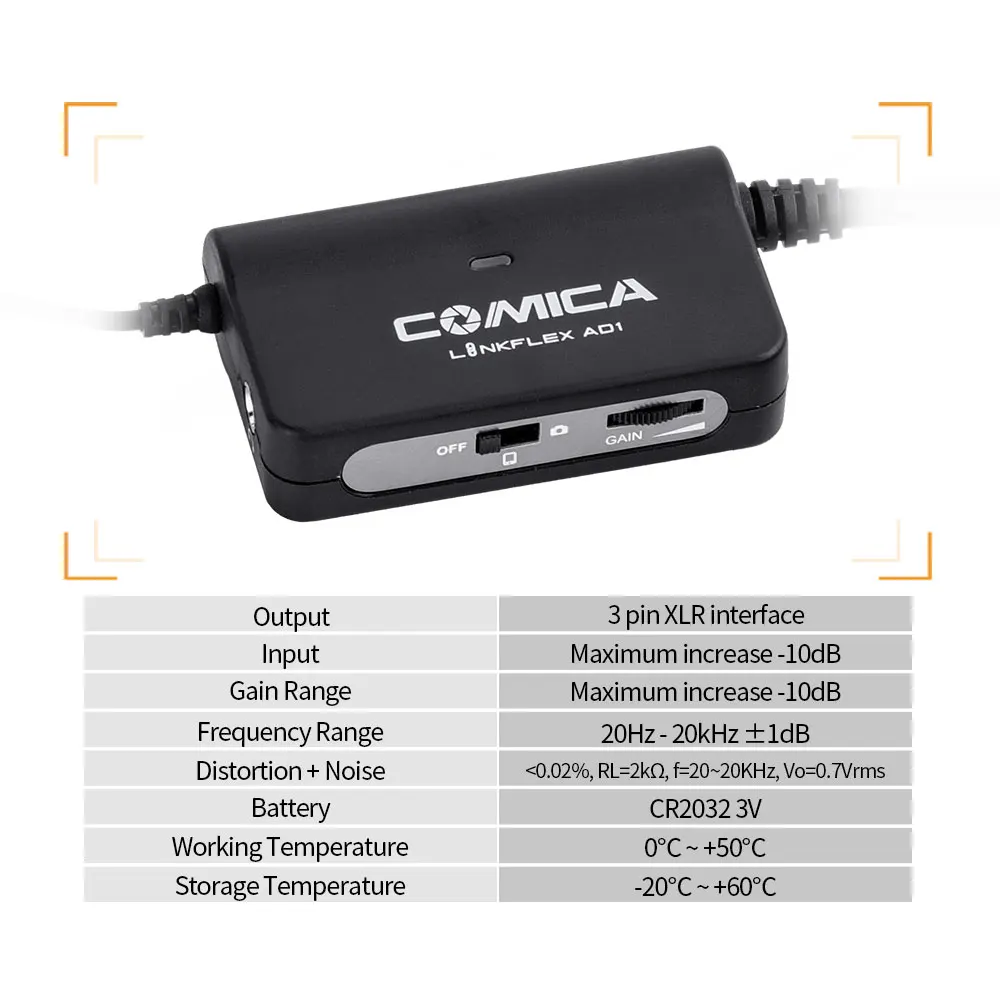 Comica LINKFLEX AD1 микрофонный предусилитель адаптер XLR до 3 5 мм аудио для DSLR камеры