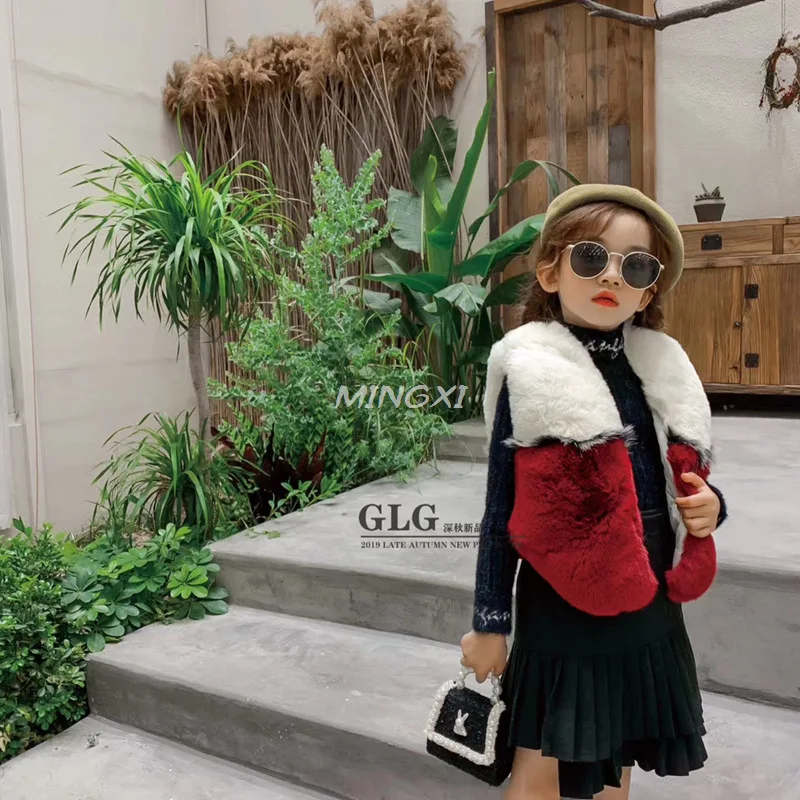 Детская одежда 2019 г. Осень-зима Новая меховая женская жилетка для девочек зимняя