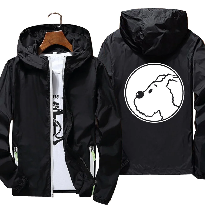 

Custom Men Women Tintin Of Tintinmovie Jacket Thin Hooded Running Jackets Windproof Repellent Cycling Windbreaker Jacket