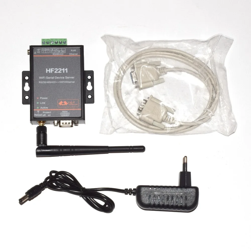 HF2211 последовательный сервер RS232/RS422/RS485 к WiFi/Ethernet, поддержка TCP/IP/Telnet/Modbus TCP протокол, маршрутизатор или мост сетевой режим