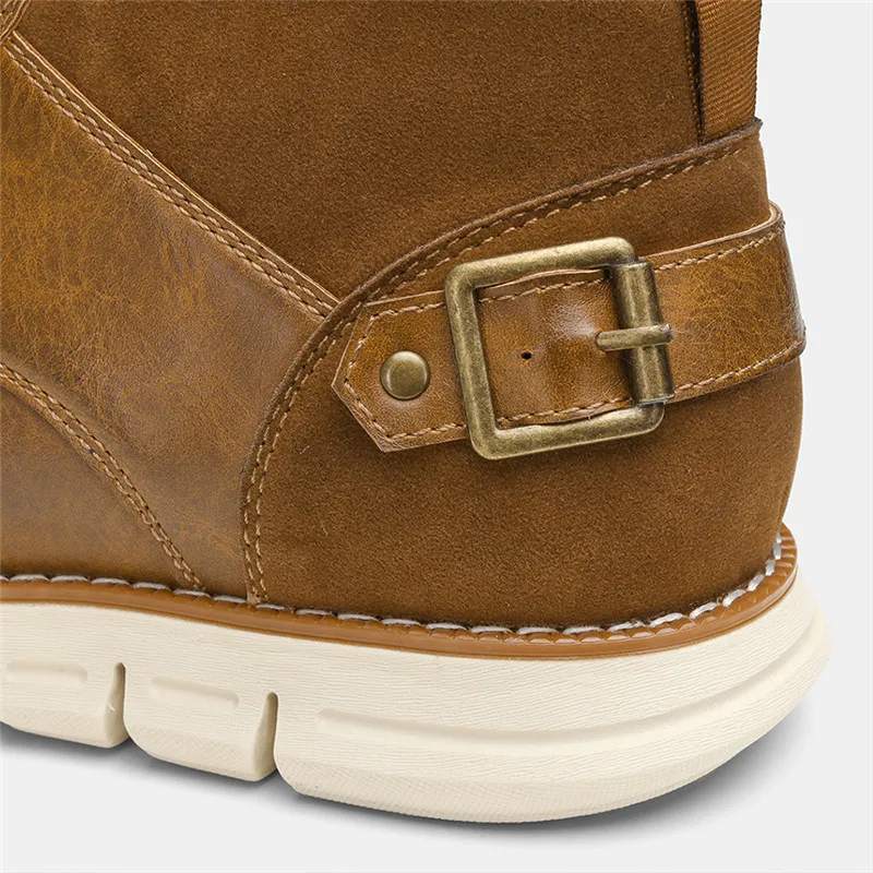 

Yomior Luxury Brand New Vintage Men Boots British Business Dress Ankle Boots Cow Leather Shoes Loafers Motorcycle Boots Zipper