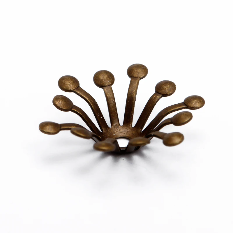 

50pcs Filigree Jewelry Spacer Flowers Charms Loose Bead End Caps For DIY Jewelry Accessories 15mm*13mm