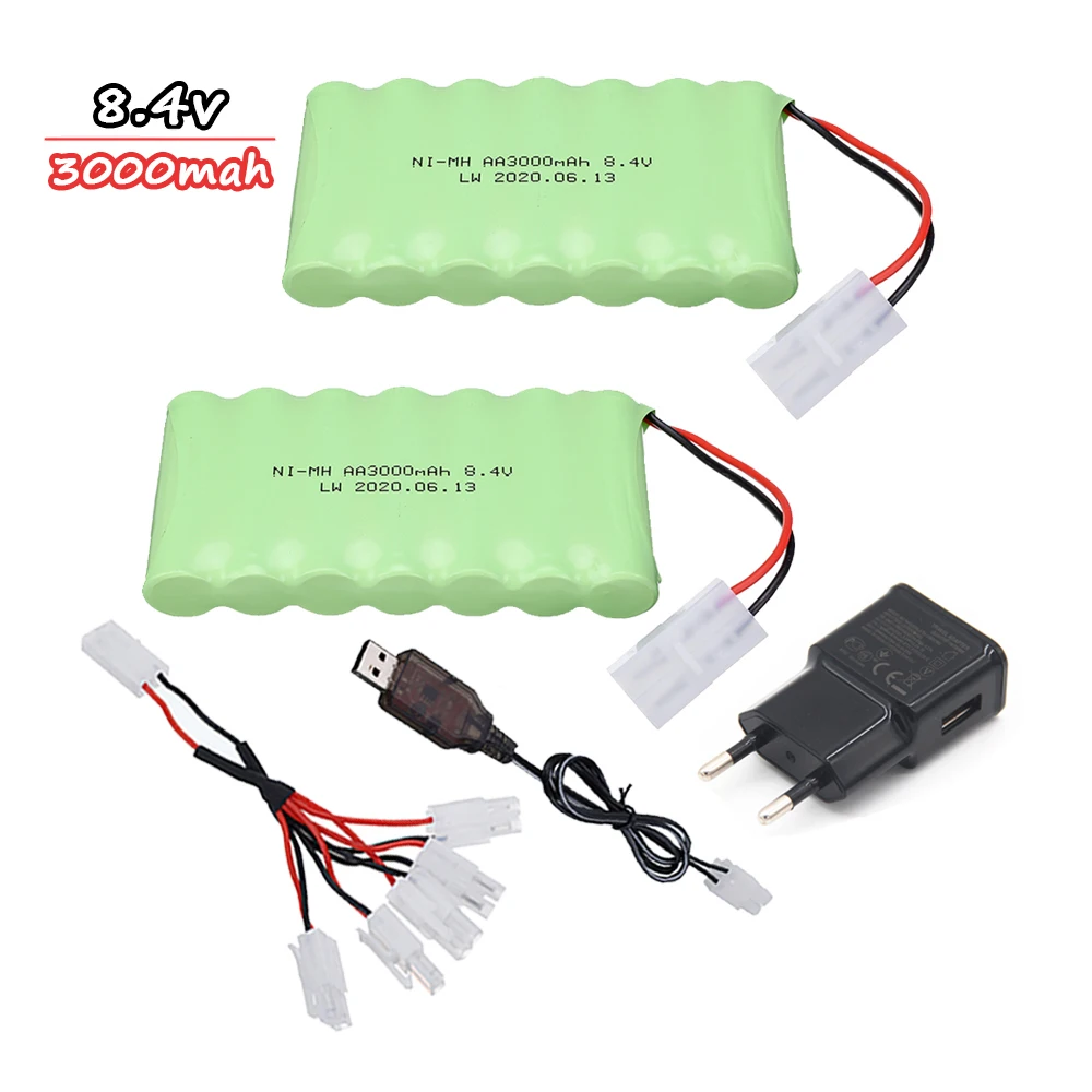 

8.4v 3000mah NiMH Battery For Rc toy Car rc Tank rc Trains truck Robot Boat Gun AA 2400mah 8.4v Rechargeable Battery spare parts
