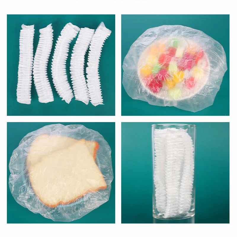 50/100PCS Disposable Food Cover Plastic Wrap Elastic Lids For Fruit Bowls Cups Caps Storage Kitchen Fresh Keeping Saver Bag | Дом и сад