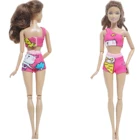 BJDBUS, 1 комплект, ярко-розовое летнее пляжное бикини на одно плечо, купальник, одежда для кукольного домика Барби, игрушки