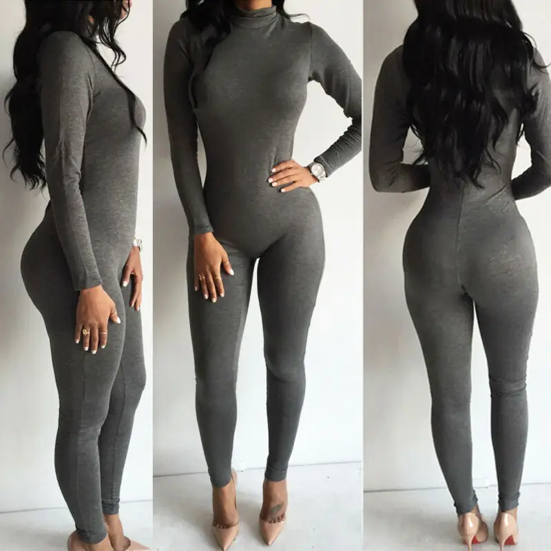 Женские комбинезоны на весну и осень повседневные без украшений одноцветные с