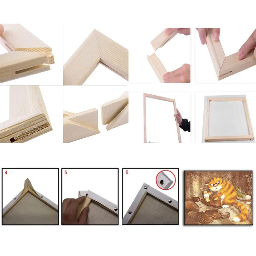 

40x50cm Wooden frame for canvas oil Painting by numbers diy frame for photo inner frame for wall home decoration