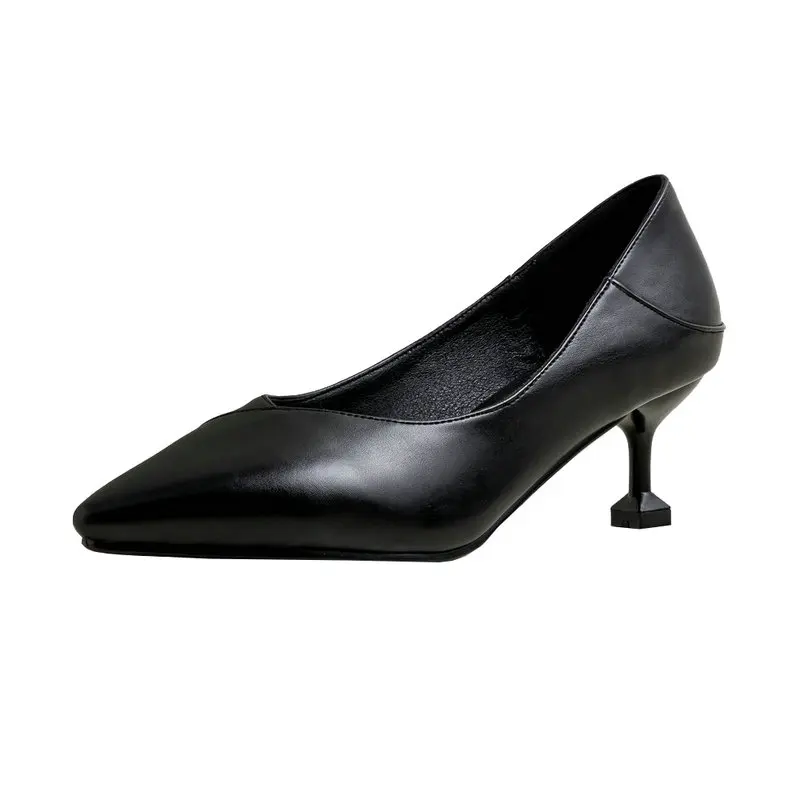 Eokkar 2019 Women Pointed Toe Kitten Heel Pumps Slip on Fashion All Match Wedding Shoes White Big Size 34-43 | Обувь