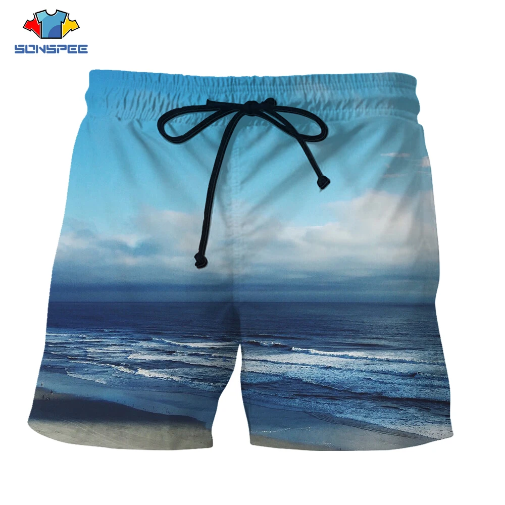 

SONSPEE Summer Party Style Sunshine 3d Print Beach Tree Funny Board Shorts New Swimming Shorts Party Fashion Casual Shorts