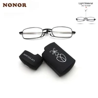nonor new technology reading glasses titanium metal rectangular frame foldable small eyewear women reading glasses 1 5 2 0