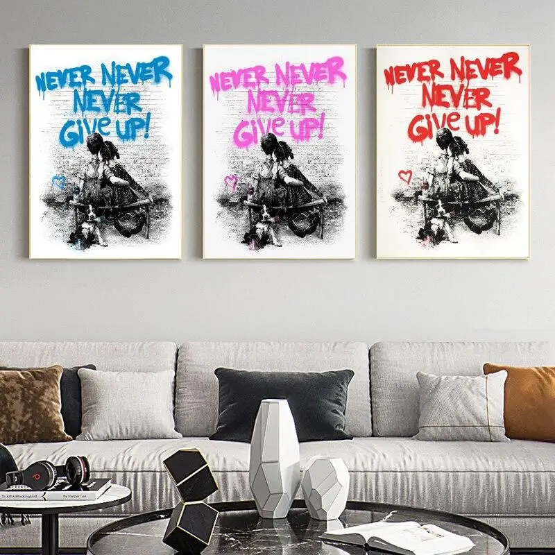 

Graffiti Street Art Banksy True Love Canvas Painting Posters Prints Street Wall Art Pictures Cuadros for Living Room Decor