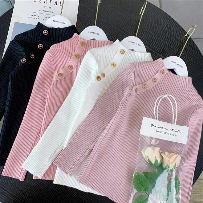 

Шерстяной свитер для девочек, нижнее белье, топы, 2021, крутой утолщенный Теплый Зимний вязаный пуловер на осень и зиму, Детская уличная одежда...