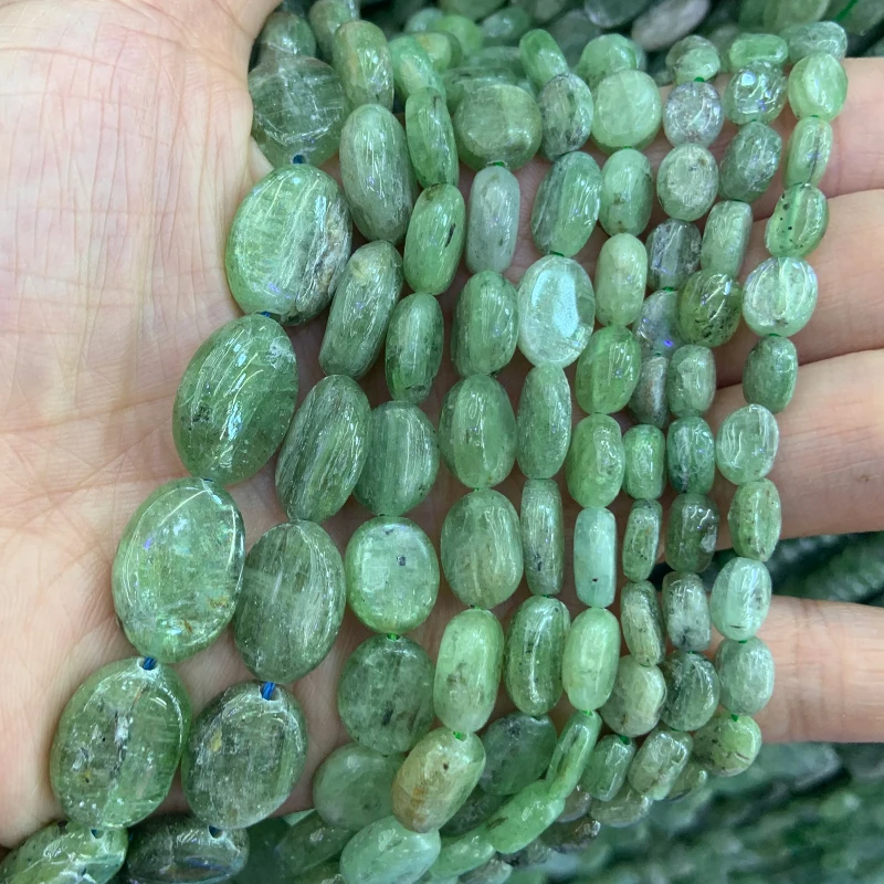 

Natural Green Kyanite Stone Beads 15'' Oval DIY Loose Beads For Jewelry Making Women Beads Necklace Bracelet Gift