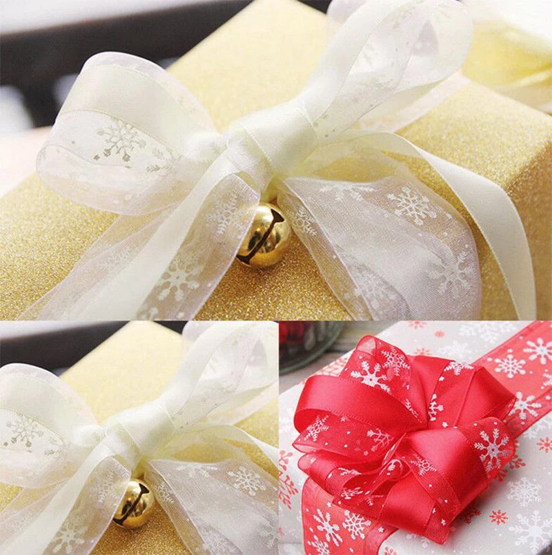 25 ярдов 1 ролик Рождественская Снежинка тканевая лента подарочная упаковка