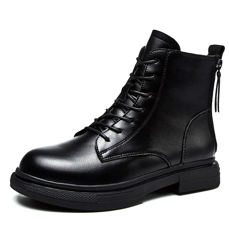 Женские ботинки Martin на платформе зимние теплые из кожи и шерсти мягкие модная