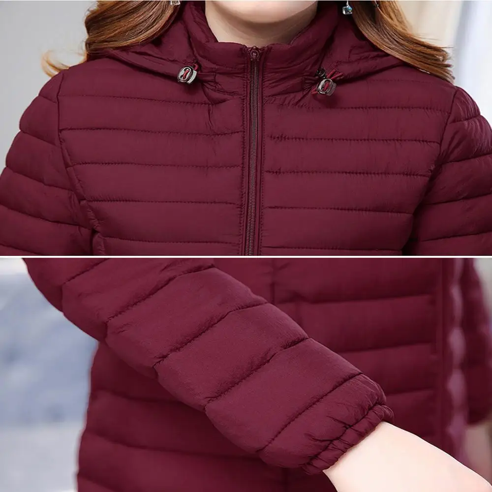 Женская парка с капюшоном Длинная утепленная из хлопка размеры 6XL для