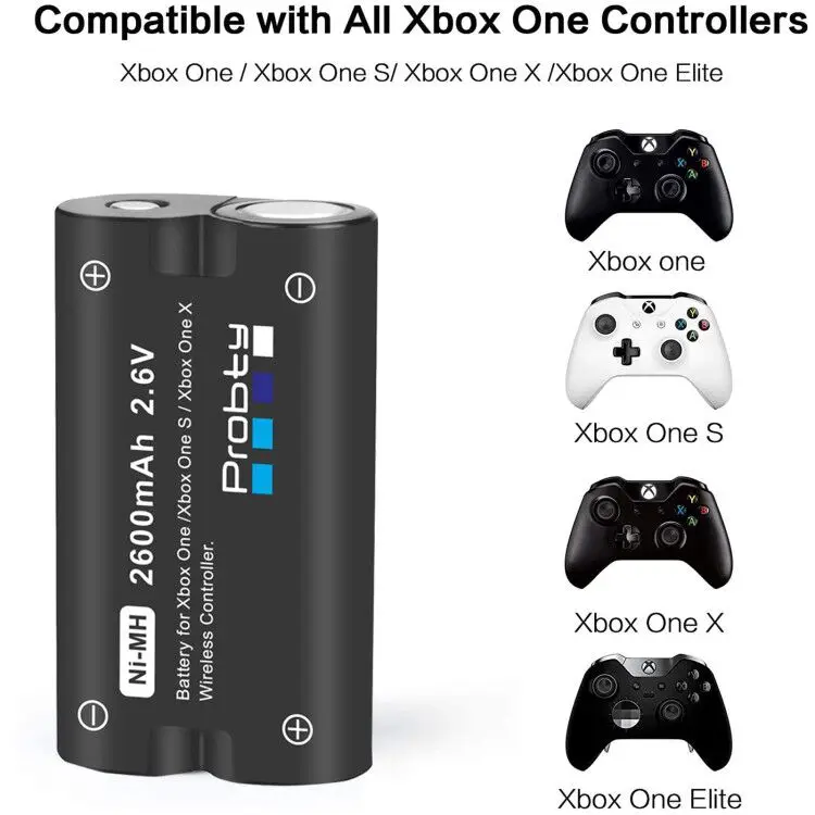 Probty 2600 мА/ч Батарея пакет для Xbox One / S/Xbox X/Xbox серии X/S Elite Беспроводной контроллеры