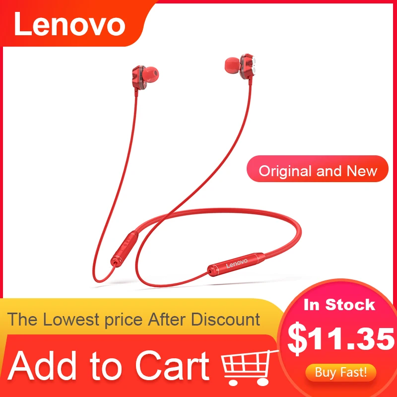 

Lenovo HE08 Dual Dynamic Neckband Bluetooth Headphones TWS 5.0 New Upgrade 4 Speakers HIFI Stereo Earphones Headset For honor 9x