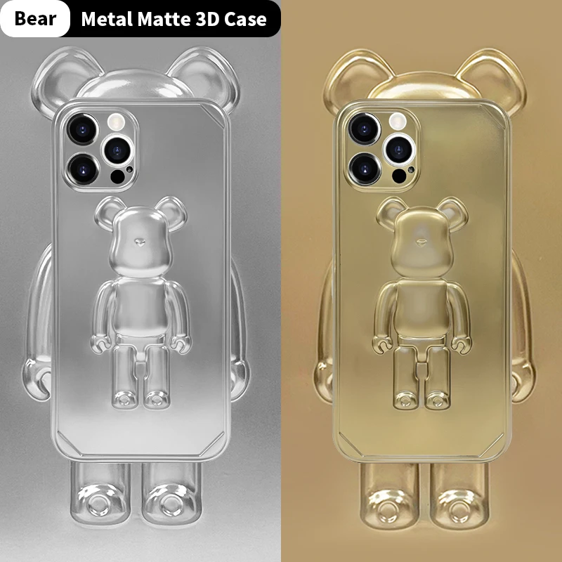 

Fashion 3D Violent Phone Bear Case for IPhone 11 12 ProMax Mini 7 8 Plus XR X XS MAX Creative Design INS One-Piece Molding Cover