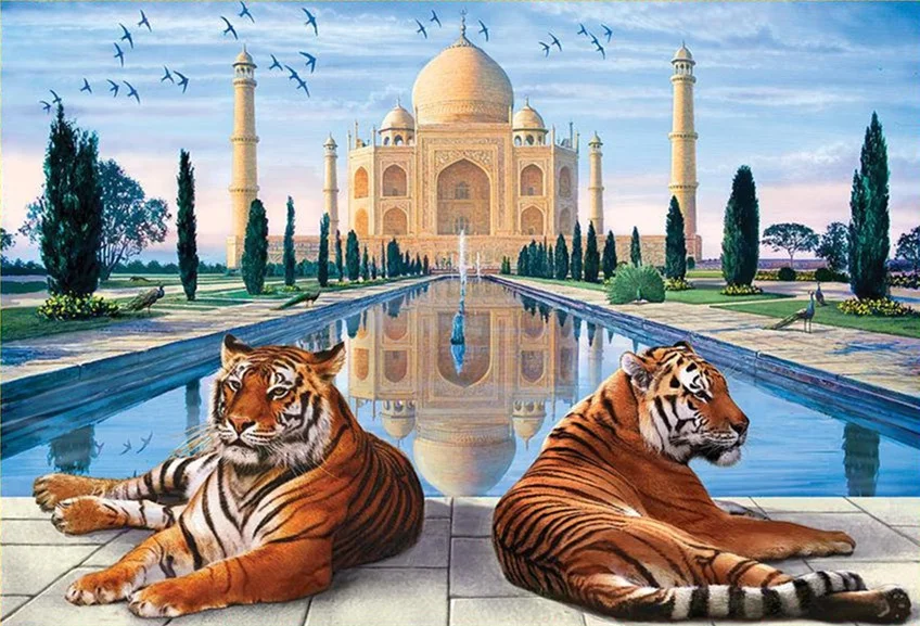 

Castle and Tiger DIY 5D Diamond Painting Embroidery Home Decor Craft
