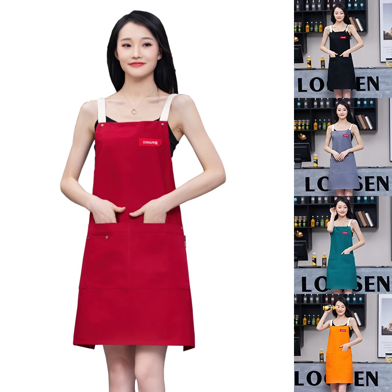 

New Woman Men Kitchen Chef Cooking Work Apron Bib Restaurant Baking Cafe Shop BBQ Waiter Hairdresser Aprons Bibs Cotton Canvas