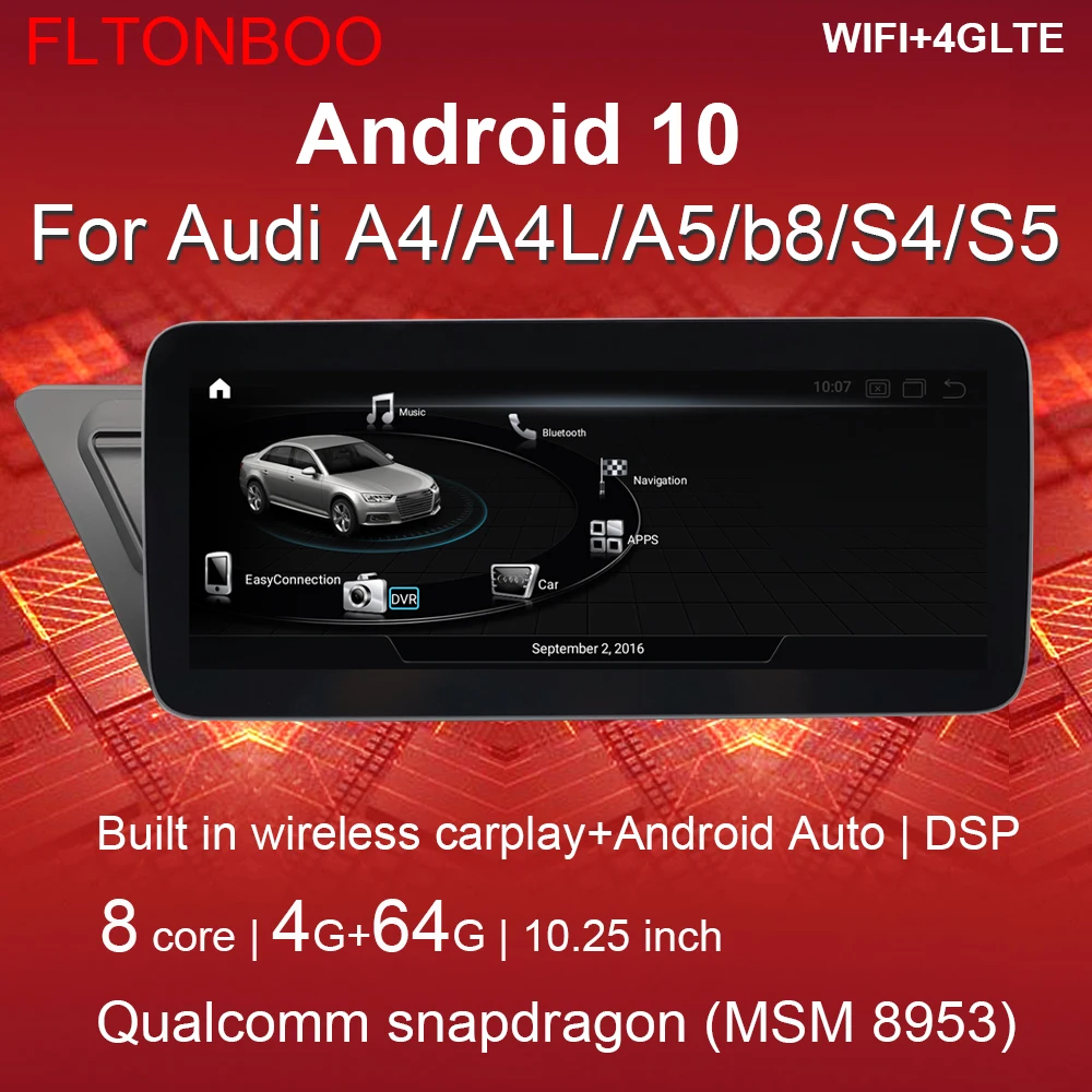 Автомобильный мультимедийный стерео проигрыватель IPS Android 10 с GPS-навигацией для