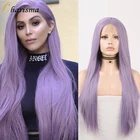 Харизма, Фиолетовый парик, длинный шелковистый прямой синтетический парик на сетке спереди, термостойкие волосы, бесклеевые парики на сетке для чернокожих женщин