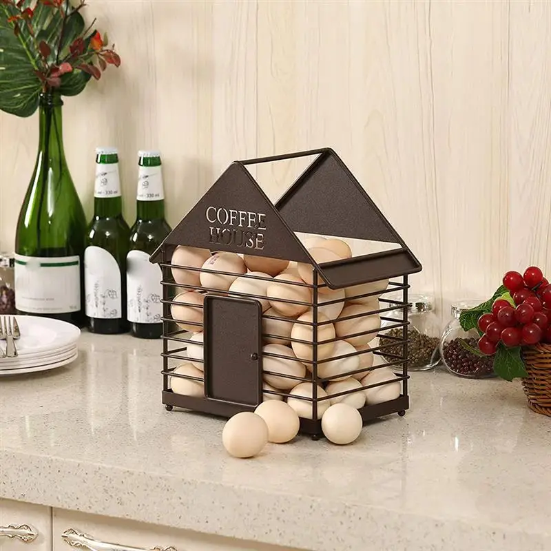 

Universal Coffee Capsule Storage Basket Coffee Pod Baskets Vintage Fruit Egg Organizer Holder House Shape For Home Cafe Hotel
