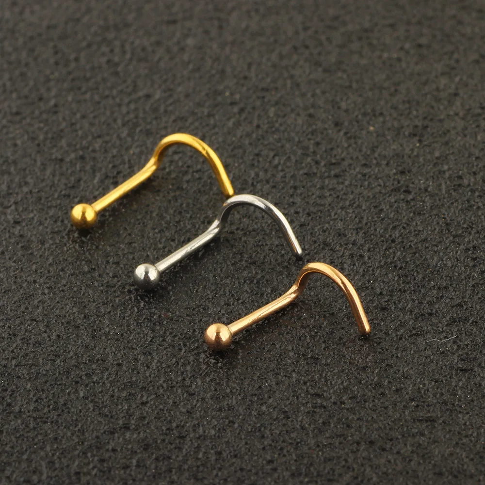 Серьги-гвоздики для пирсинга ноздрей из нержавеющей стали с фианитами 1-5 шт. |